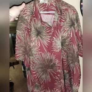 XLT CARIBBEAN HAWAIN SHIRT IN GOOD SHAPE. RED WITH PALM TREES